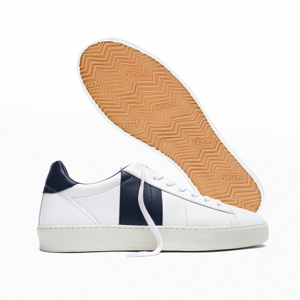 Vibram Sole Woolrich Court Low Mens Sneakers White/Navy Australia (DVR514829)